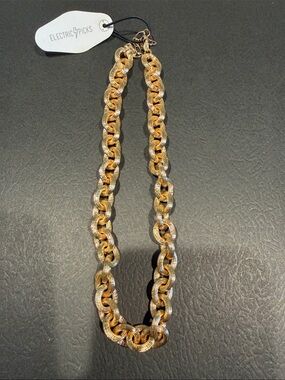 Electric Picks Two-Tone Gold and Silver Textured Link Necklace